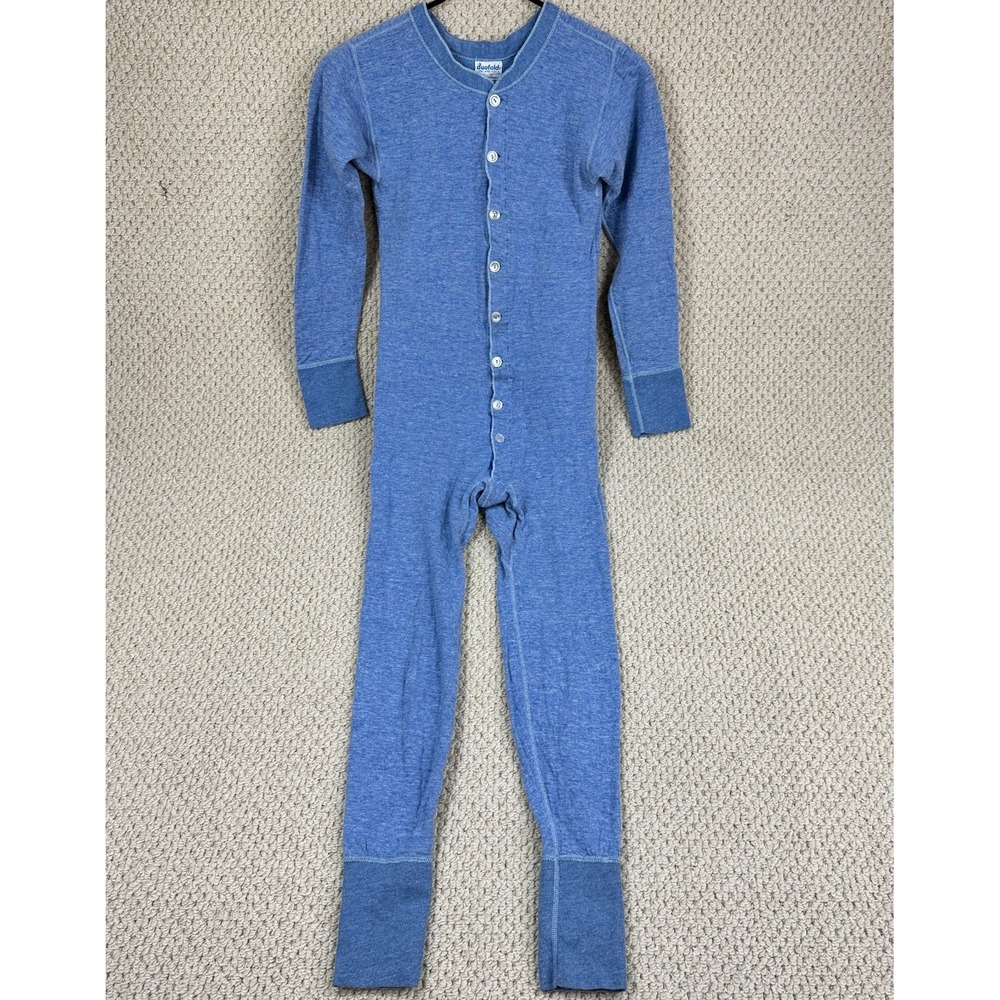Vtg Duofold Long Johns Mens XS Blue Two Layer Thermal Underwear Union Suit USA